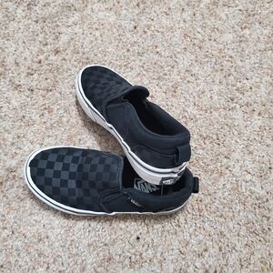 Vans Black and Gray Checkered Slip-Ons
